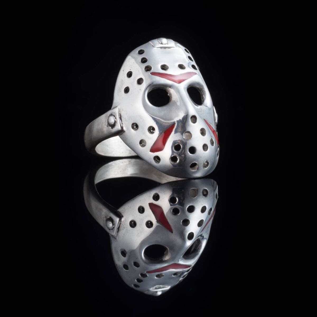 Jason Voorhees Mask Ring with Enamel