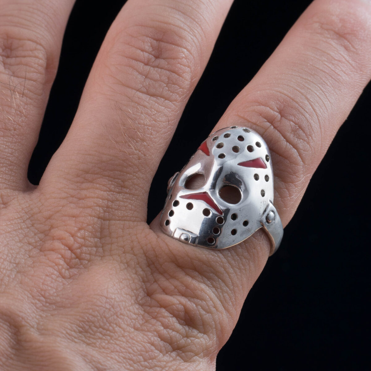 Jason Voorhees Mask Ring with Enamel