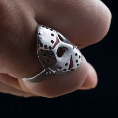 Jason Voorhees Mask Ring with Enamel