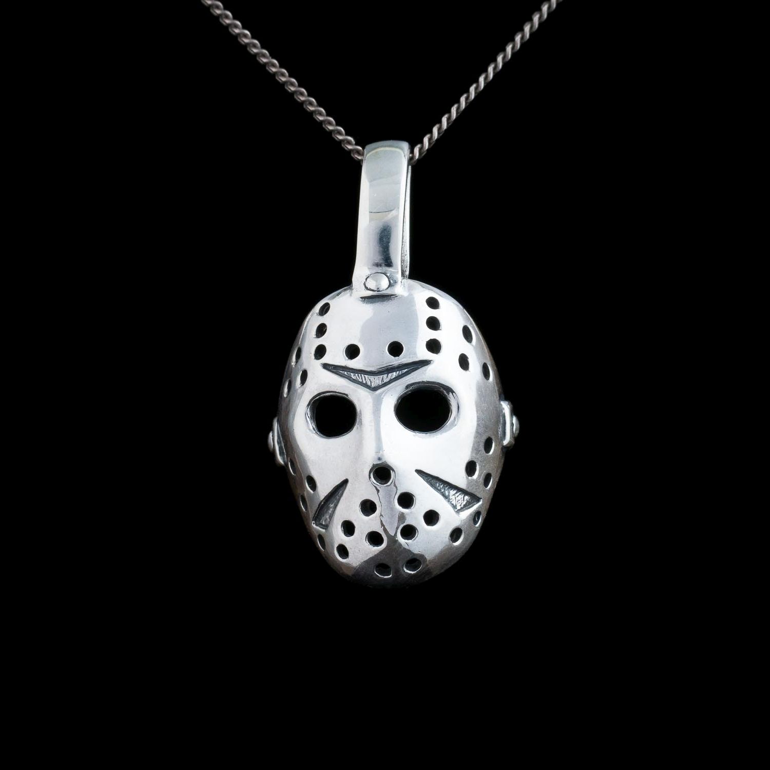 sterling silver .. Friday the 13th necklace Jason Voorhees Mask Pendant
